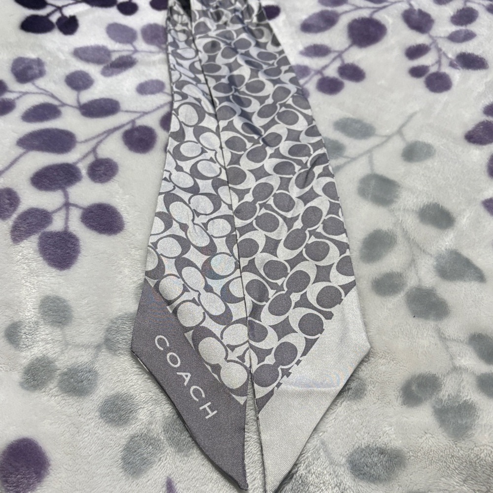 Coach Silver and Gray Patterned Scarf